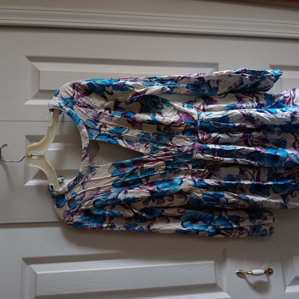 Floral Blue and Purple Women's Top
